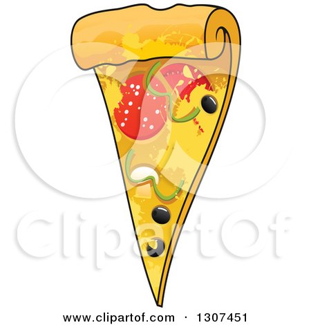 Clipart of a Cartoon Combo Pizza Slice - Royalty Free Vector Illustration by Vector Tradition SM