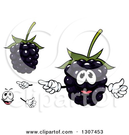 Clipart of a Cartoon Face, Hands and Blackberries - Royalty Free Vector Illustration by Vector Tradition SM