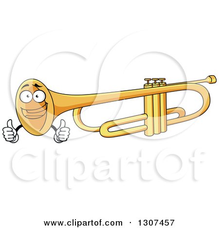 Clipart of a Cartoon Trumpet Character Giving Two Thumbs up - Royalty Free Vector Illustration by Vector Tradition SM
