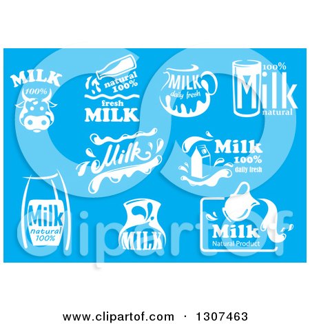 Clipart of White Milk Designs on Blue 3 - Royalty Free Vector Illustration by Vector Tradition SM