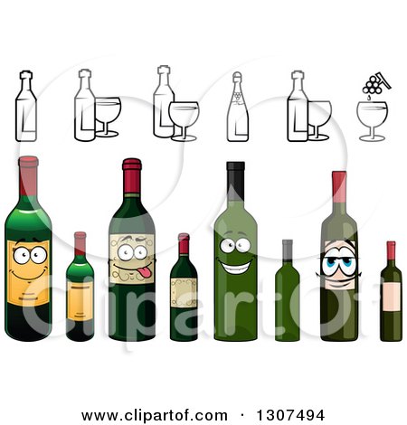 Clipart of Cocktails and Wine Bottles - Royalty Free Vector Illustration by Vector Tradition SM