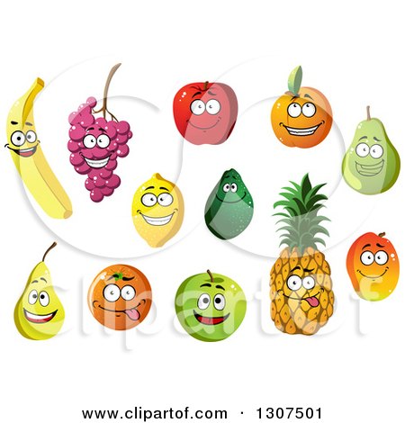 Clipart of Cartoon Happy Produce Characters - Royalty Free Vector Illustration by Vector Tradition SM