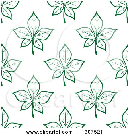 Clipart of a Seamless Background Pattern of Green Maple Leaves - Royalty Free Vector Illustration by Vector Tradition SM