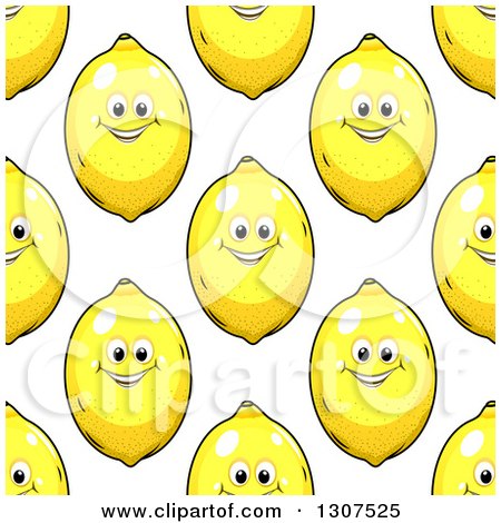 Clipart of a Seamless Pattern Background of Happy Lemons 2 - Royalty Free Vector Illustration by Vector Tradition SM
