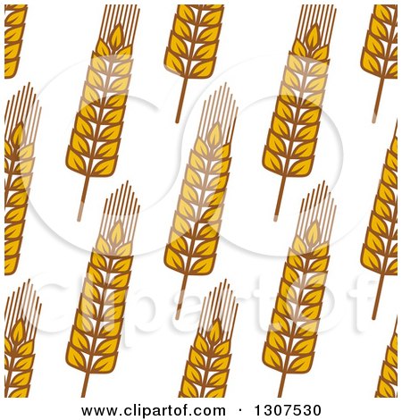 Clipart of a Seamless Background Patterns of Gold Wheat on White 3 - Royalty Free Vector Illustration by Vector Tradition SM