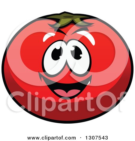 Clipart of a Happy Red Tomato Character Smiling - Royalty Free Vector Illustration by Vector Tradition SM