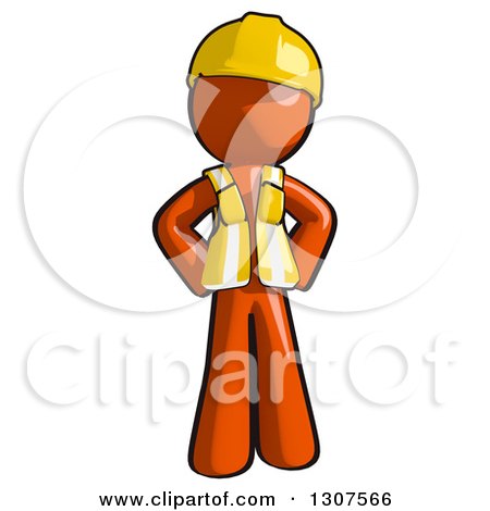 Clipart of a Contractor Orange Man Worker with Hands on His Hips - Royalty Free Illustration by Leo Blanchette