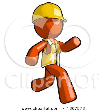 Clipart of a Contractor Orange Man Worker Running to the Right - Royalty Free Illustration by Leo Blanchette