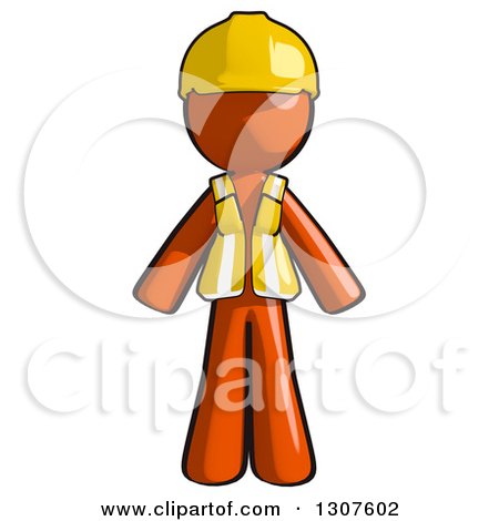 Clipart of a Contractor Orange Man Worker - Royalty Free Illustration by Leo Blanchette