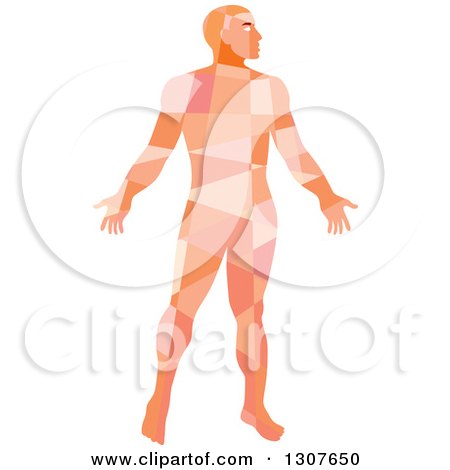 Clipart of a Retro Low Poly Geometric Nude Man - Royalty Free Vector Illustration by patrimonio