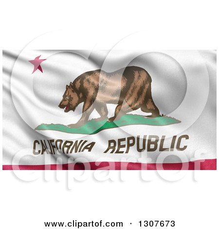 Clipart of a 3d Rippling State Flag of California, USA - Royalty Free Illustration by stockillustrations