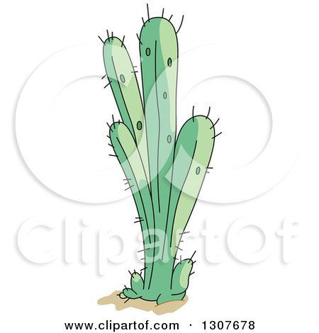 Clipart of a Cartoon Desert Saguaro Cactus Plant - Royalty Free Vector Illustration by Pushkin