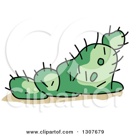 Clipart of a Cartoon Desert Cactus Plant - Royalty Free Vector Illustration by Pushkin