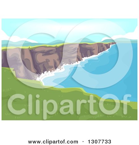 Clipart of a Limestone Cliff and Ocean Bay - Royalty Free Vector Illustration by BNP Design Studio