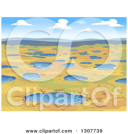Clipart of a Tundra Landscape with Puddles of Water - Royalty Free Vector Illustration by BNP Design Studio