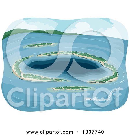 Clipart of a Tropical Atoll Island in the Ocean - Royalty Free Vector Illustration by BNP Design Studio