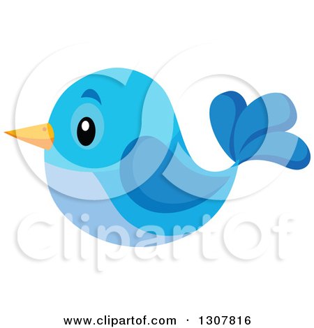 Clipart of a Cute Blue Bird - Royalty Free Vector Illustration by visekart