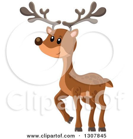 Clipart of a Cute Happy Deer Walking - Royalty Free Vector Illustration by visekart