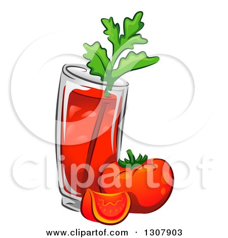 Clipart of a Bloody Mary Drink with Tomatoes and Celery - Royalty Free Vector Illustration by BNP Design Studio