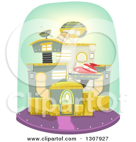 Clipart of a Futuristic Mechanical House - Royalty Free Vector Illustration by BNP Design Studio
