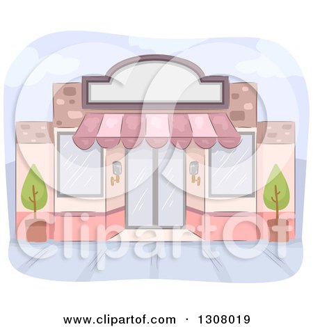 Clipart of a Pink Store Front Building - Royalty Free Vector Illustration by BNP Design Studio