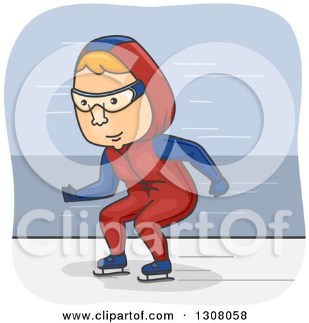 Clipart of a Cartoon Red Haired White Male Speed Skater - Royalty Free Vector Illustration by BNP Design Studio