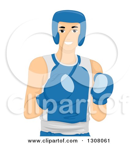 Clipart of a Caucasian Young Male Athlete Boxer in Gear - Royalty Free Vector Illustration by BNP Design Studio