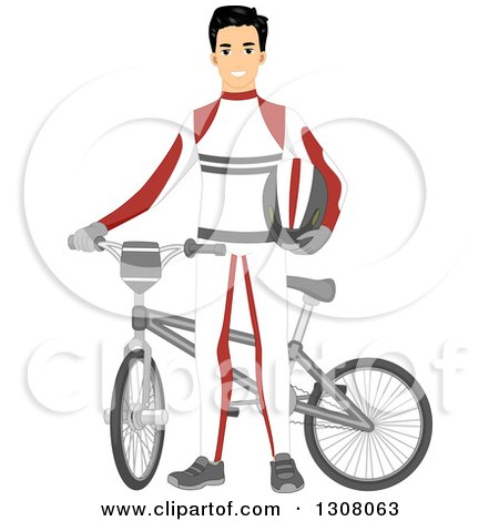 Clipart of a Young Male BMX Cyclist in a Uniform - Royalty Free Vector Illustration by BNP Design Studio