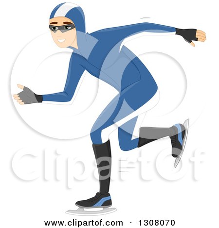 Clipart of a White Male Speed Skater - Royalty Free Vector Illustration by BNP Design Studio