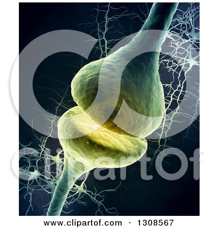 Clipart of a 3d Neuron Dendrite Connection on Black - Royalty Free Illustration by Mopic