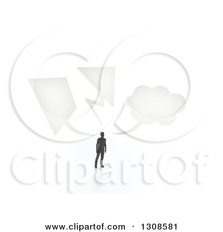 Clipart of a 3d Black Business Man with Three Speech Bubbles, on White - Royalty Free Illustration by Mopic