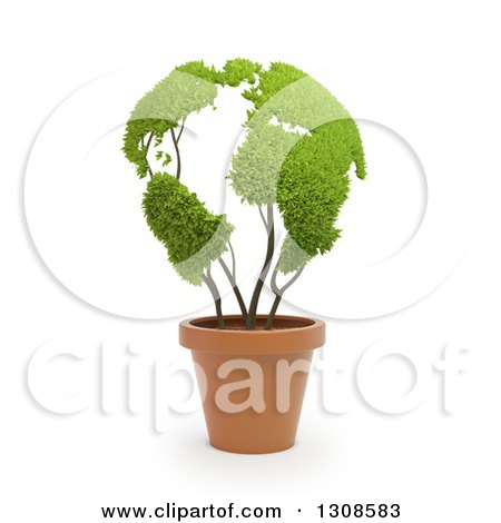 Clipart of a 3d Leafy Globe Plant in a Terra Cotta Pot, over White - Royalty Free Illustration by Mopic