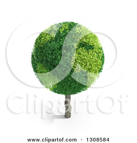 Clipart of a 3d Planet Earth Tree and Shadow, on White - Royalty Free Illustration by Mopic
