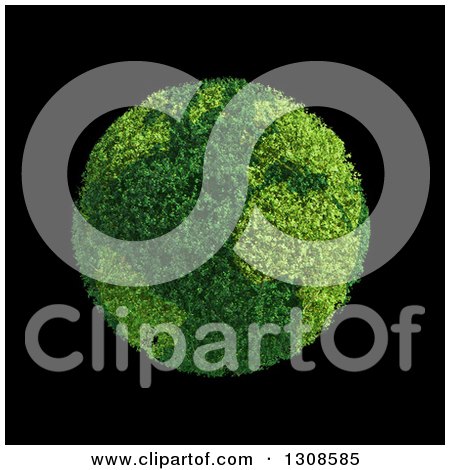 Clipart of a 3d Leafy Planet Earth Globe on Black - Royalty Free Illustration by Mopic