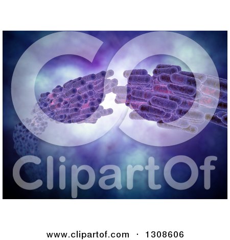 Clipart of a 3d Purple Bacteria Swarm over Blur - Royalty Free Illustration by Mopic