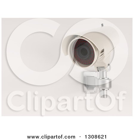 Clipart of a 3d White HD CCTV Security Surveillance Camera Mounted on a Wall, on off White - Royalty Free Illustration by KJ Pargeter