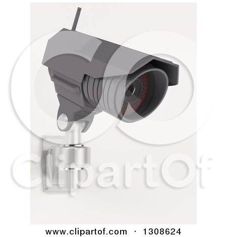 Clipart of a 3d Black HD CCTV Security Surveillance Camera Mounted on a Wall, on off White - Royalty Free Illustration by KJ Pargeter
