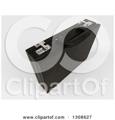 Clipart of a 3d Black Professional Briefcase on Shaded White - Royalty Free Illustration by KJ Pargeter