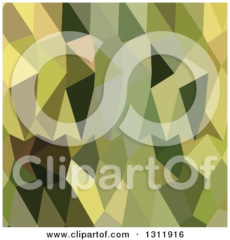 Clipart of a Low Poly Abstract Geometric Background of Dark Green Khaki - Royalty Free Vector Illustration by patrimonio
