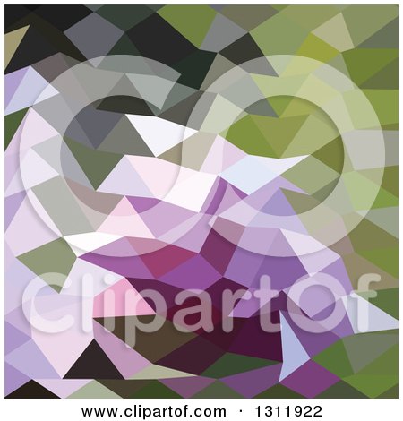 Clipart of a Low Poly Abstract Geometric Background of Green and Lavender Purple - Royalty Free Vector Illustration by patrimonio
