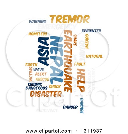 Clipart of a Nepal Earthquake Word Tag Collage on White 3 - Royalty Free Vector Illustration by oboy