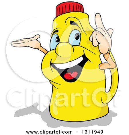 Clipart of a Cartoon Thinking and Presenting Yellow Bottle Character - Royalty Free Vector Illustration by dero