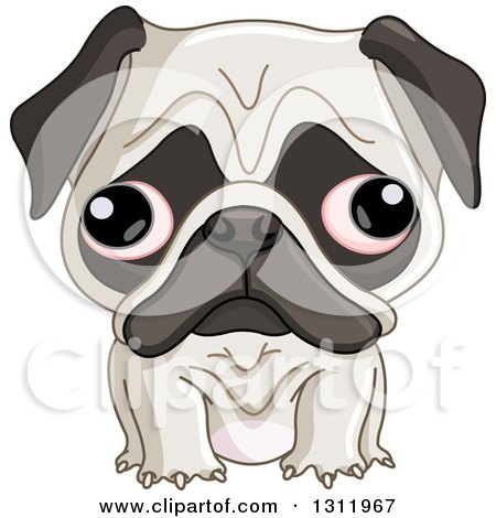 Clipart of a Cute Pug Puppy Dog with Big Eyes - Royalty Free Vector Illustration by yayayoyo