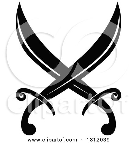 Clipart of a Black and White Crossed Swords Version 25 - Royalty Free Vector Illustration by Vector Tradition SM