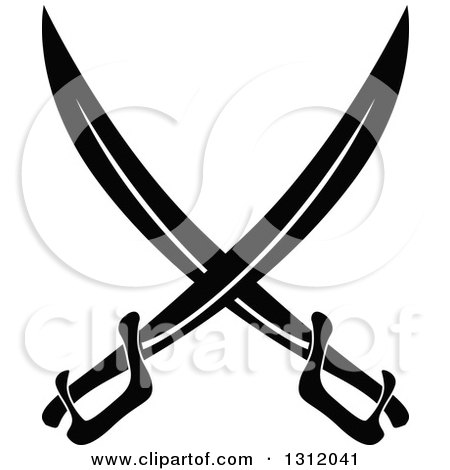 Clipart of a Black and White Crossed Swords Version 35 - Royalty Free Vector Illustration by Vector Tradition SM