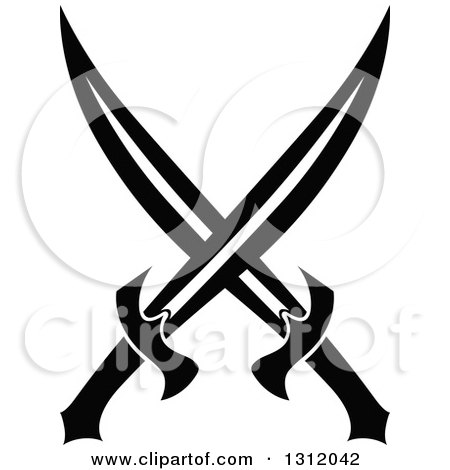Clipart of a Black and White Crossed Swords Version 36 - Royalty Free Vector Illustration by Vector Tradition SM