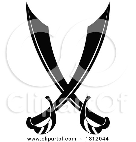 Clipart of a Black and White Crossed Swords Version 27 - Royalty Free Vector Illustration by Vector Tradition SM