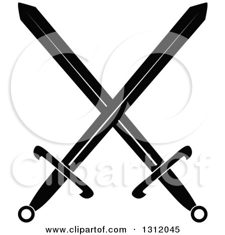 Clipart of a Black and White Crossed Swords Version 28 - Royalty Free Vector Illustration by Vector Tradition SM