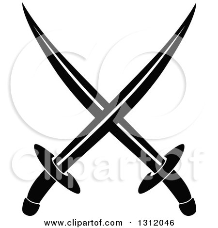Clipart of a Black and White Crossed Swords Version 29 - Royalty Free Vector Illustration by Vector Tradition SM