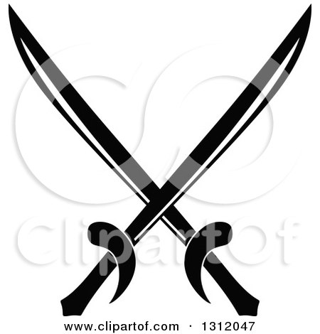 Clipart of a Black and White Crossed Swords Version 30 - Royalty Free Vector Illustration by Vector Tradition SM
